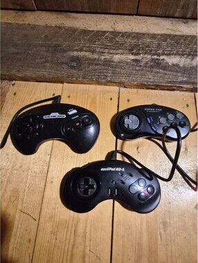 Sega Genisis 3 Controller Lot One Official Two Offbrand